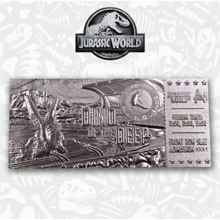 Jurassic World Limited Edition .999 Silver Plated Mosasaurus Attraction Ticket
