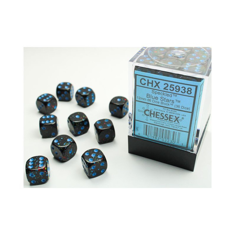 Chessex CHX25938 Speckled Blue Stars D6 12mm Dice Set (36 pcs)