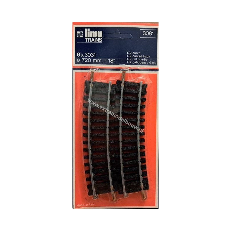 LIMA RAIL 40 3081 1/2 BOCHT Ø 720 MM 18° BLISTER 6 STUKS